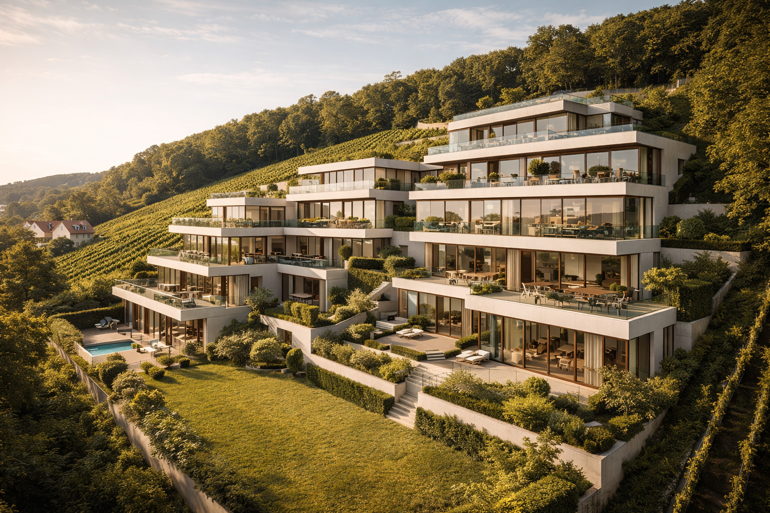 Enormes Potenzial beim Grundstück verkaufen in Neustift: Eine Visualisierung eines exklusiven Wohnprojekts auf einem Döblinger Baugrundstueck