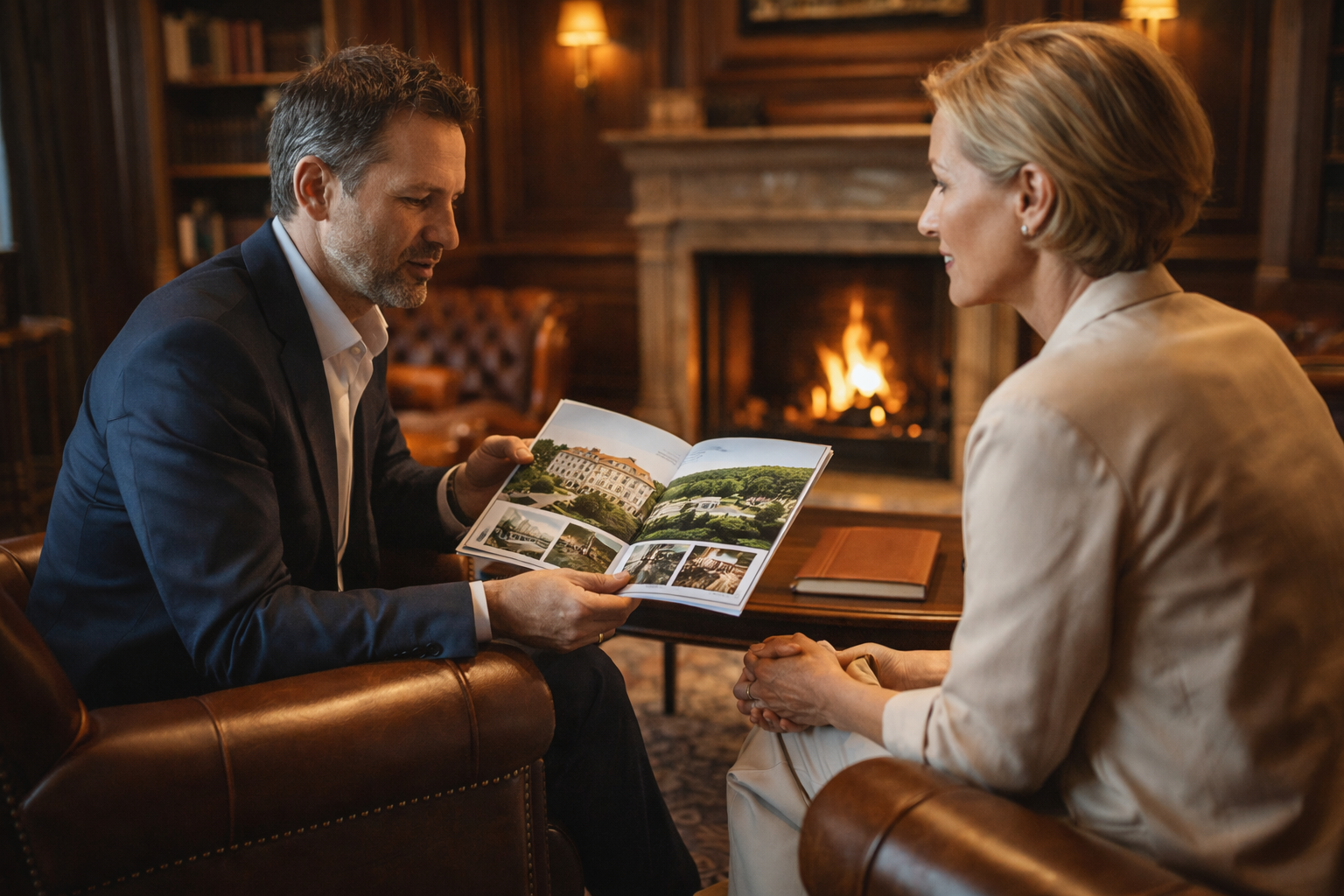 Vertrauliche Beratung beim Villa verkaufen Grinzing: Ein privates, diskretes Treffen zwischen Eigentümer und Immobilienmakler Grinzing in einem exklusiven Umfeld