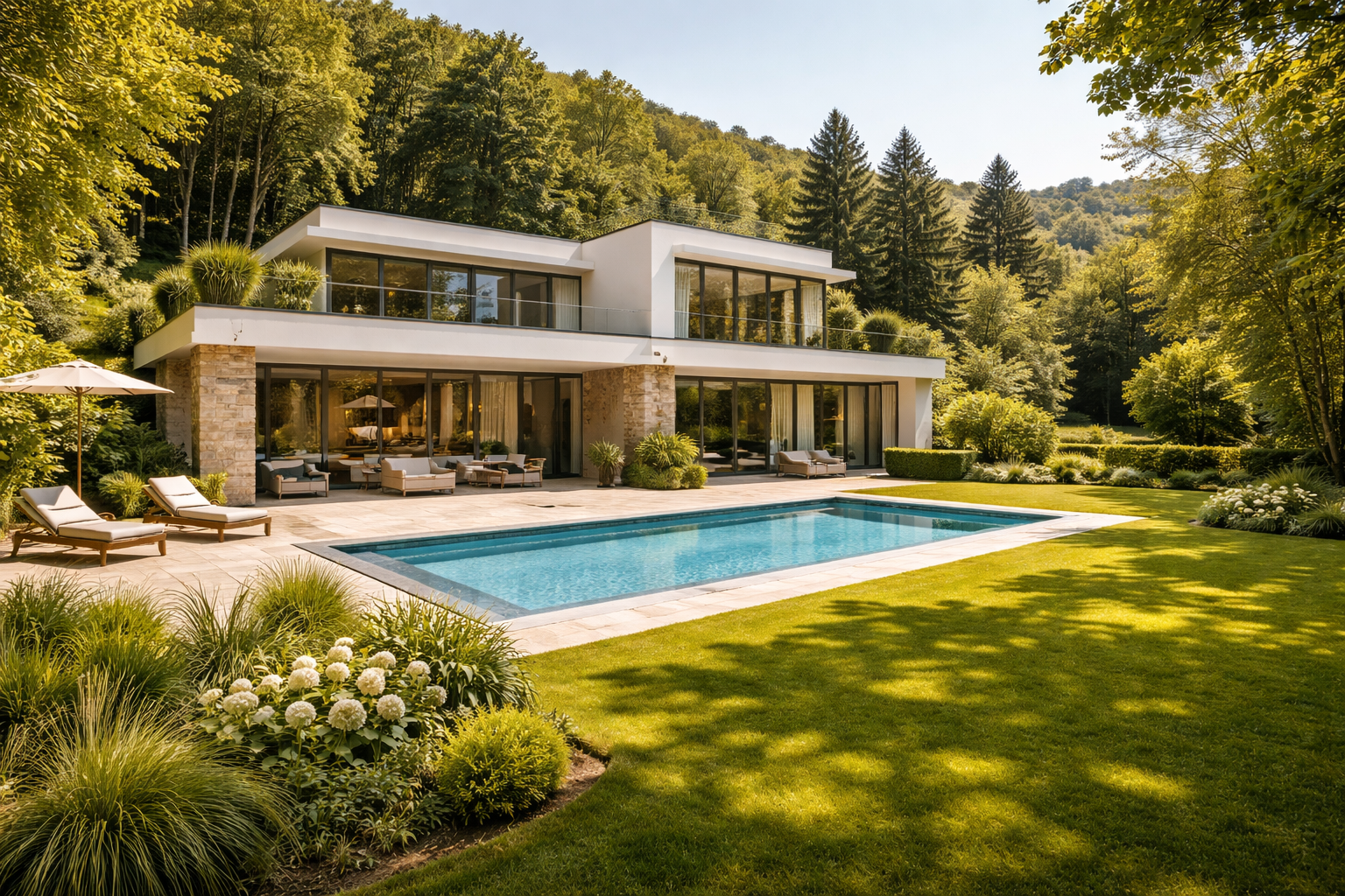 Immobilien in Sievering: Modernes Einfamilienhaus mit Pool in absoluter Ruhelage am Rand des Wienerwalds